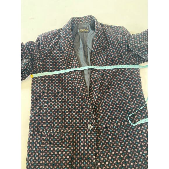 JR Bentley Japanese Velour Geometric Print Blazer Jacket Cotton Lined EUC Sz M - Picture 10 of 13